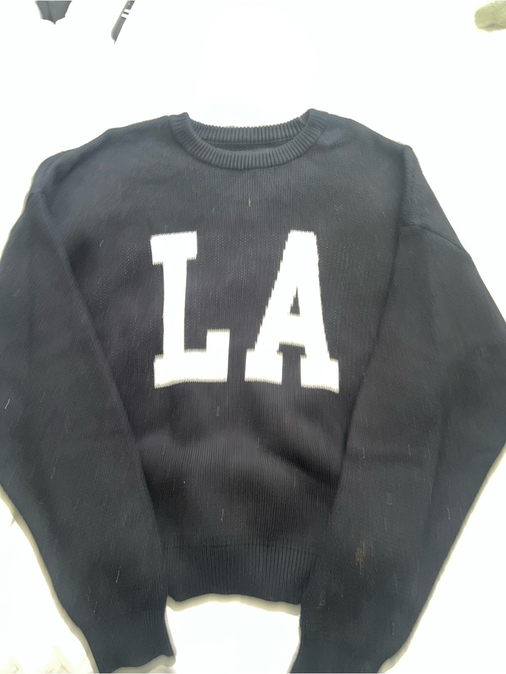 PacSun Black Crewneck Sweater with White "LA" Lettering